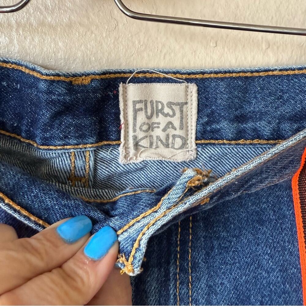 Furst of a kind Upcycled Denim Mini Skirt with custom zippers Levi's Size 30 - Picture 3 of 3